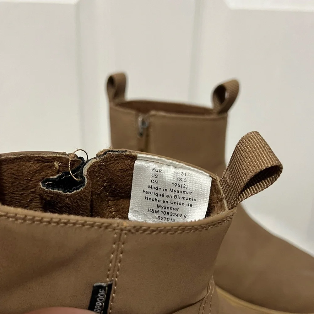 💗 H&M -‎ Girls Tan Ankle Winter Boots